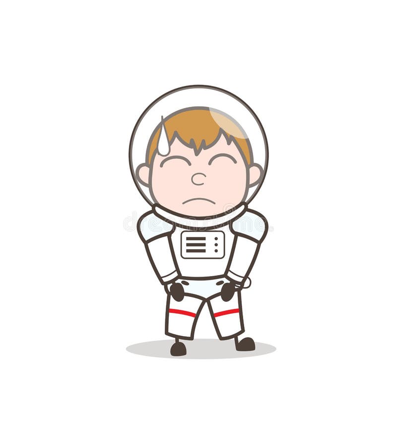 Ejemplo trastornado de Face Expression Vector del astronauta de la historieta stock de ilustración