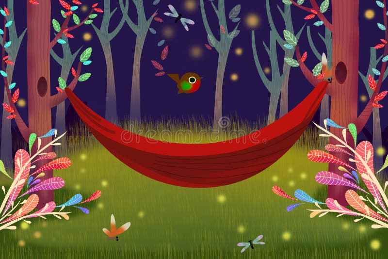 Ejemplo: Una sola hamaca en Forest Night libre illustration Ejemplo: Una sola hamaca en Forest Night libre illustration