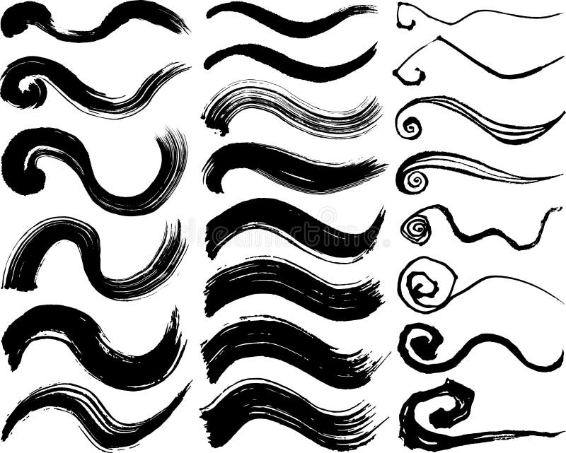 ejemplos del movimiento del cepillo formas dibujadas mano de la curva