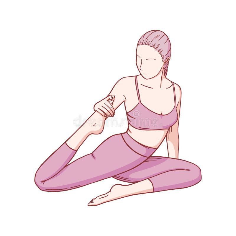 Ejercicio De Estiramiento De Yoga. Chica De Yoga Mejorando Su Postura De  Flexibilidad. Ilustración Vectorial Coloreada Aislada Ilustración del  Vector - Ilustración de actitud, aptitud: 209247118