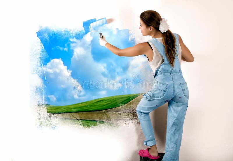 Ekolog Mural Painting på väggen royaltyfri foto Ekolog Mural Painting på väggen royaltyfri foto