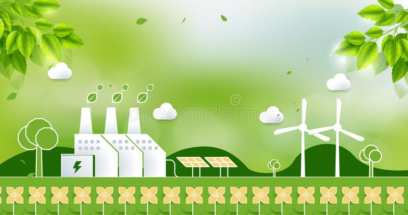 Ekologiczny ekologiczny ekologiczny przemysł energetyczny i ekologiczny. ilustracja wektorowa royalty ilustracja