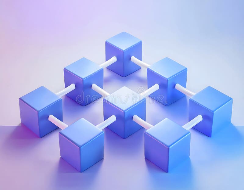 Ekonomia integracji finansowej i technologia 3D ikona zdecentralizowanych transakcji finansowych w technologii Blockchain. Technologia blokowania zdecentralizowanych transakcji finansowych zabezpieczonych