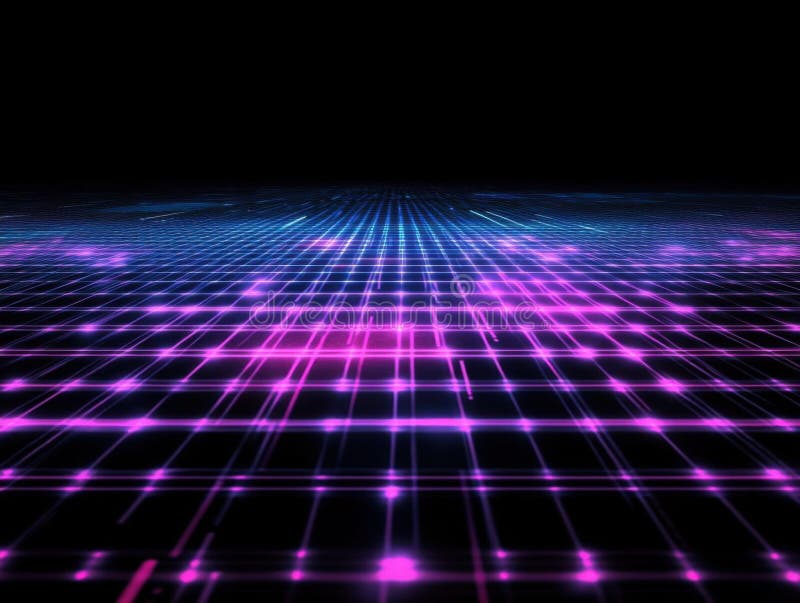 Eksploracja dynamicznej sieci neonowej w cyfrowym krajobrazie royalty ilustracja