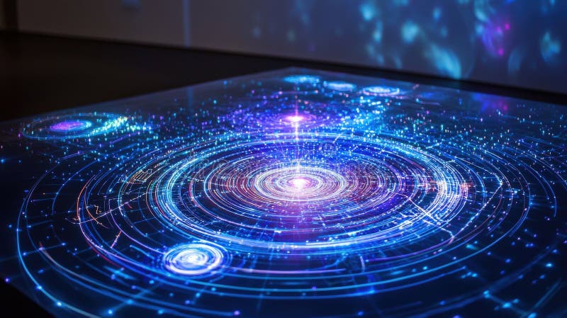 Eksploracja wirowa neon vortex futurystyczne ustawienie cyfrowa sztuka kosmiczna abstrakcyjne środowisko punkt widzenia koncepcja royalty ilustracja