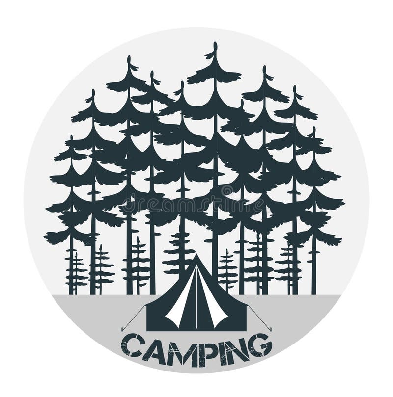 El acampar del vintage y logotipo al aire libre de la aventura stock de ilustración El acampar del vintage y logotipo al aire libre de la aventura stock de ilustración