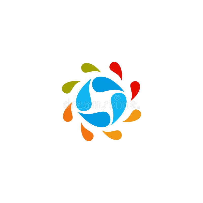 El agua colorida abstracta aislada cae el logotipo del círculo Logotipo líquido de la circulación Embroma el icono de la escuela ilustración del vector