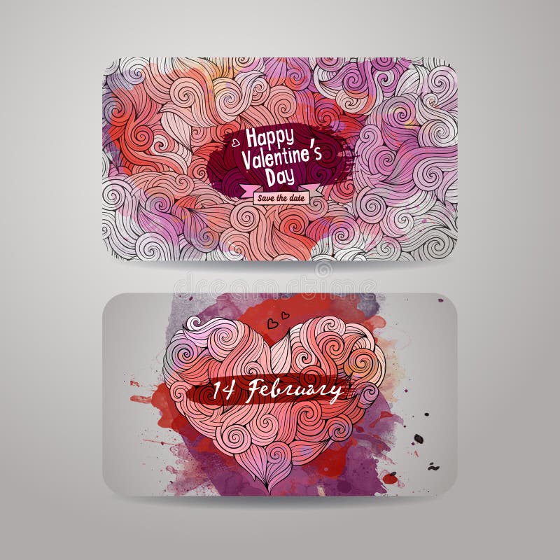 El amor del vector garabatea diseño de tarjeta de la acuarela ilustración del vector El amor del vector garabatea diseño de tarjeta de la acuarela ilustración del vector