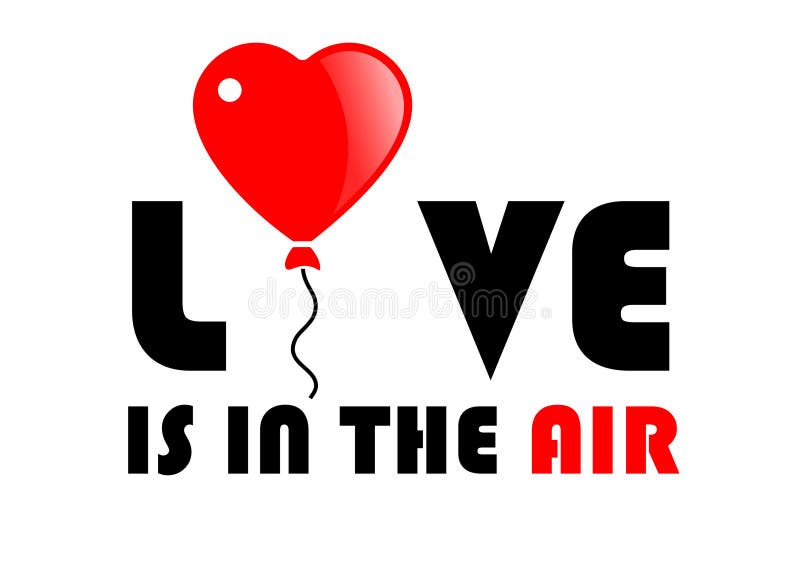 El amor está en el icono del aire globo en forma de corazón ilustración del vector