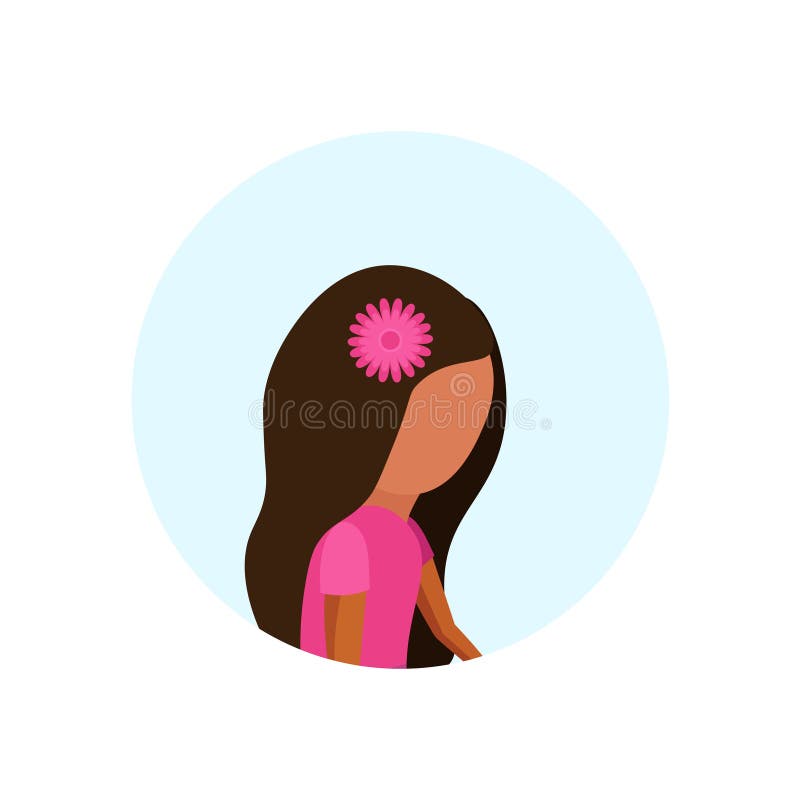 El avatar del perfil de la niña aisló el plano femenino lindo del retrato del personaje de dibujos animados stock de ilustración El avatar del perfil de la niña aisló el plano femenino lindo del retrato del personaje de dibujos animados stock de ilustración