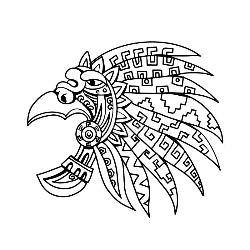 El Azteca Emplumó El Dibujo Del Tocado Blanco Y Negro Ilustración del  Vector - Ilustración de ilustraciones, garabato: 134815972