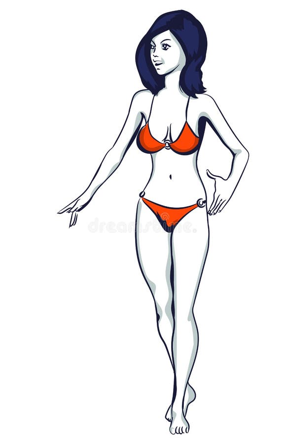 El bikini de la mujer caminó Imagen del vector ilustración del vector El bikini de la mujer caminó Imagen del vector ilustración del vector