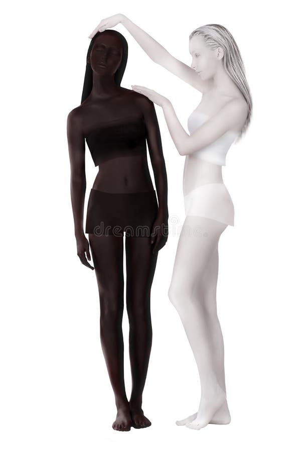 El Bodypainting fantasía Dos mujeres pintaron blanco y negro imágenes de archivo libres de regalías El Bodypainting fantasía Dos mujeres pintaron blanco y negro imágenes de archivo libres de regalías