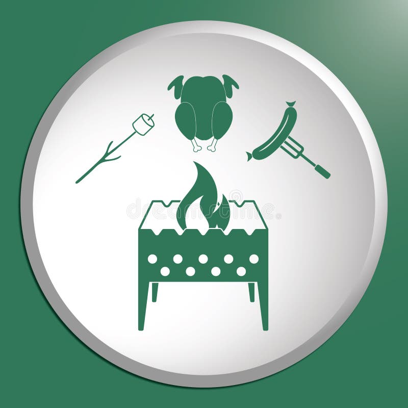 El brasero, céfiro, chicen e icono de la salchicha ilustración del vector El brasero, céfiro, chicen e icono de la salchicha ilustración del vector