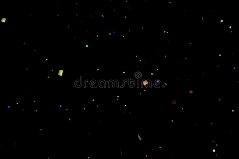 El brillo colorido descendente foil confeti, en fondo negro, día de fiesta y la diversión festiva ilustración del vector