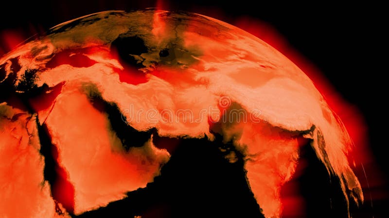El calentamiento global muestra radiación y temperatura - animación 3d stock de ilustración