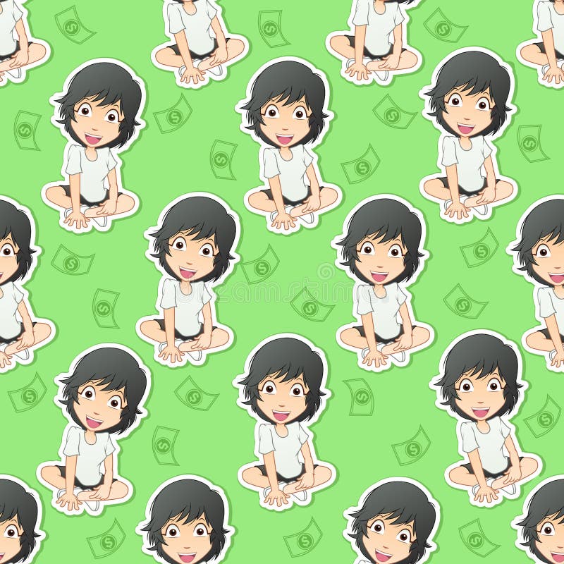 El carácter lindo de la muchacha se está sentando en estilo del modelo ilustración del vector El carácter lindo de la muchacha se está sentando en estilo del modelo ilustración del vector