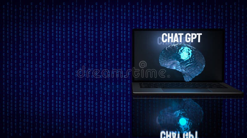 El chat gpt texto y cerebro para el concepto de tecnología 3d representación ilustración del vector