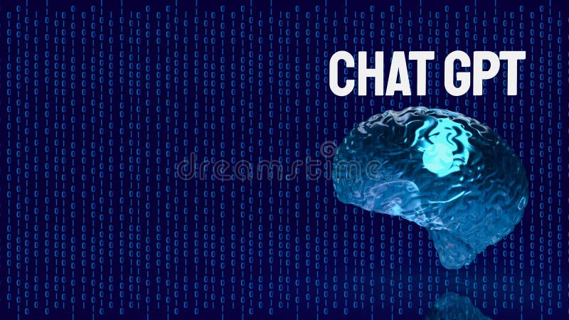 El chat gpt texto y cerebro para el concepto de tecnología 3d representación ilustración del vector