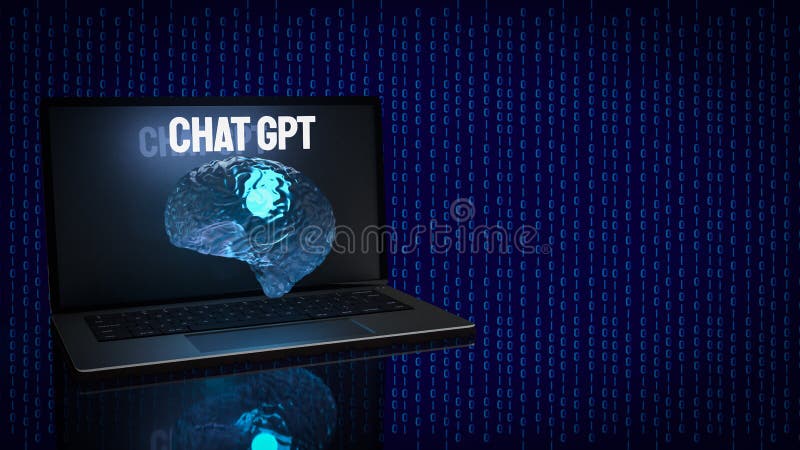 El chat gpt texto y cerebro para el concepto de tecnología 3d representación ilustración del vector