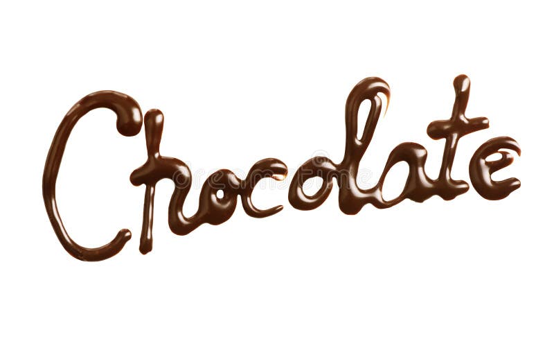 El chocolate de la palabra escrito por el chocolate líquido en el fondo blanco