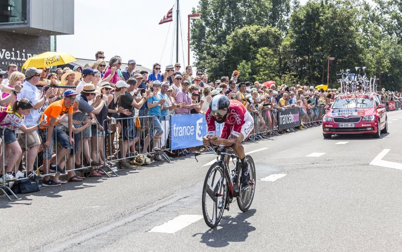 El ciclista Geoffrey Soupe - Tour de France 2015 fotos de archivo El ciclista Geoffrey Soupe - Tour de France 2015 fotos de archivo