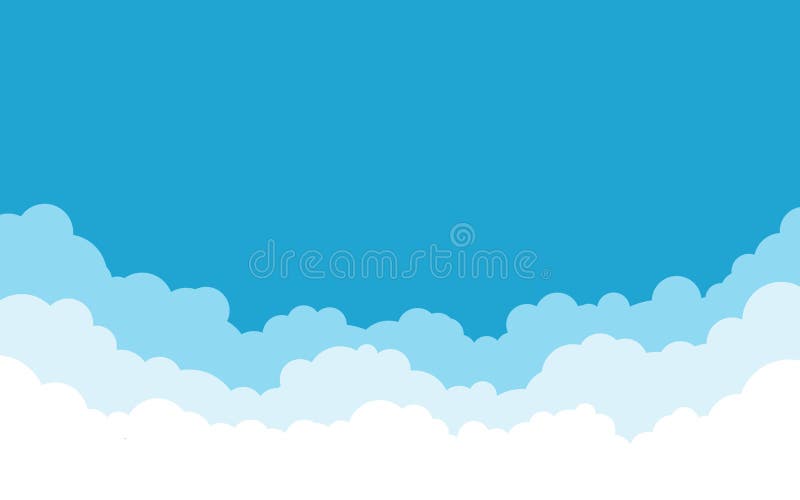 El cielo azul con blanco se nubla el fondo Dise?o plano del estilo de la historieta Ilustraci?n del vector