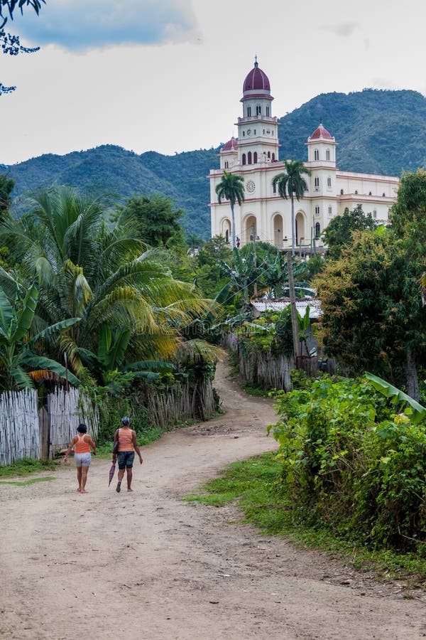 EL COBRE, CUBA - FEB 1, 2016: Church in El Cobre village, Cub royalty free stock photography EL COBRE, CUBA - FEB 1, 2016: Church in El Cobre village, Cub royalty free stock photography