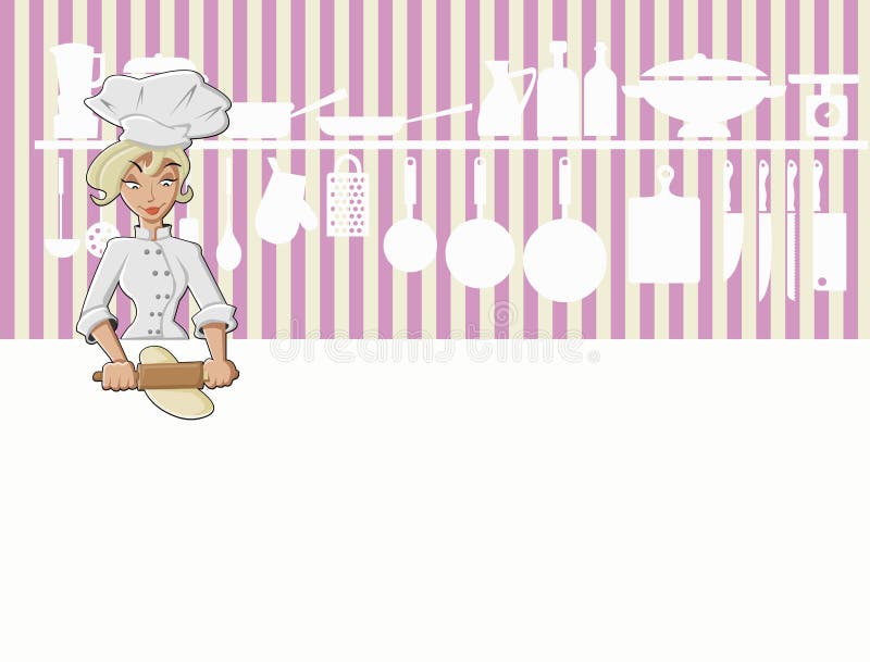 El cocinar de la muchacha del cocinero stock de ilustración El cocinar de la muchacha del cocinero stock de ilustración