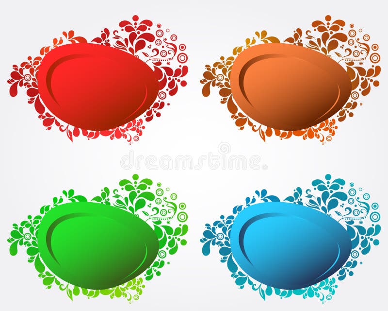 El conjunto del discurso floral moderno elegante cuatro burbujea stock de ilustración El conjunto del discurso floral moderno elegante cuatro burbujea stock de ilustración