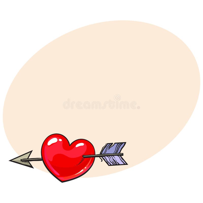 El corazón brillante rojo de la historieta juntó las piezas por la flecha del cupido, símbolo del amor ilustración del vector El corazón brillante rojo de la historieta juntó las piezas por la flecha del cupido, símbolo del amor ilustración del vector