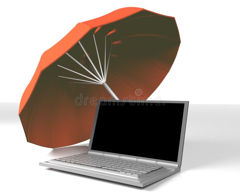 El cuaderno debajo del paraguas rojo, 3d, rinde libre illustration El cuaderno debajo del paraguas rojo, 3d, rinde libre illustration
