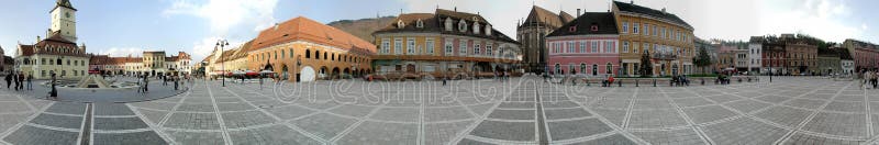 El cuadrado del consejo, Brasov, 360 grados de panorama imágenes de archivo libres de regalías El cuadrado del consejo, Brasov, 360 grados de panorama imágenes de archivo libres de regalías