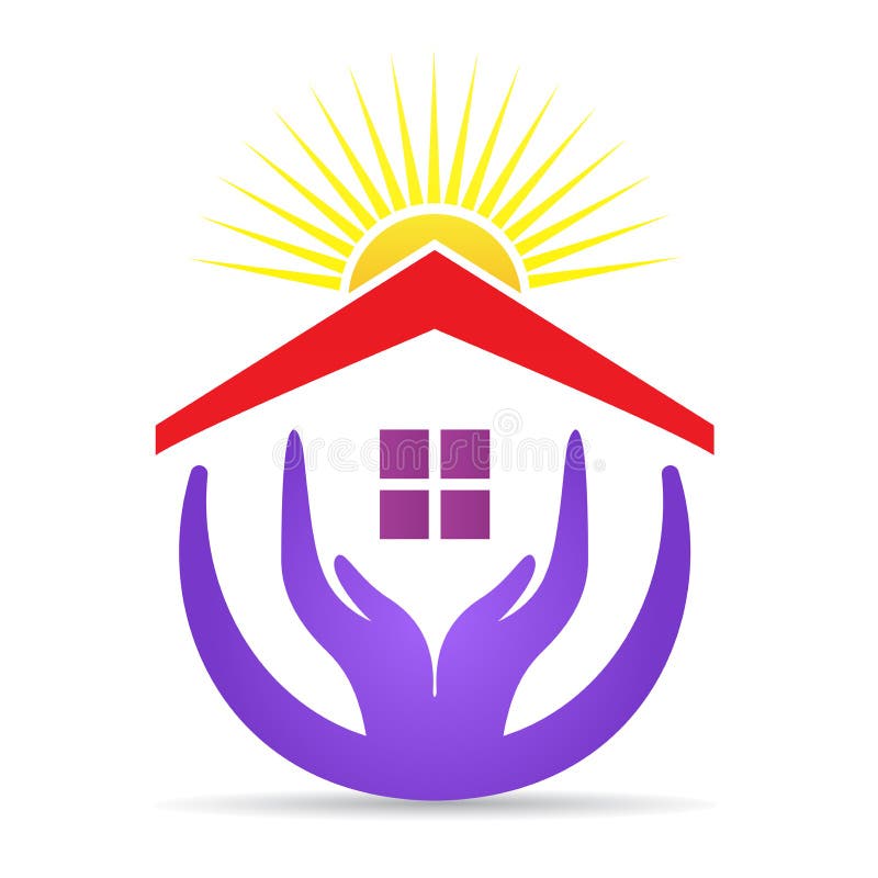 El cuidado casero de la propiedad da el logotipo ilustración del vector El cuidado casero de la propiedad da el logotipo ilustración del vector
