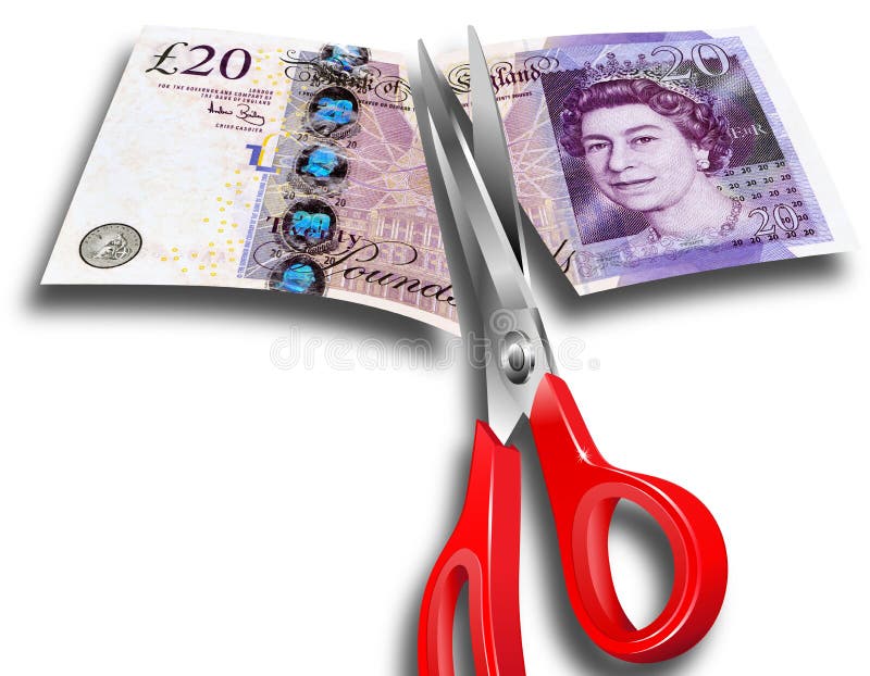 Recortes Presupuestarios en el Reino Unido ilustración del vector