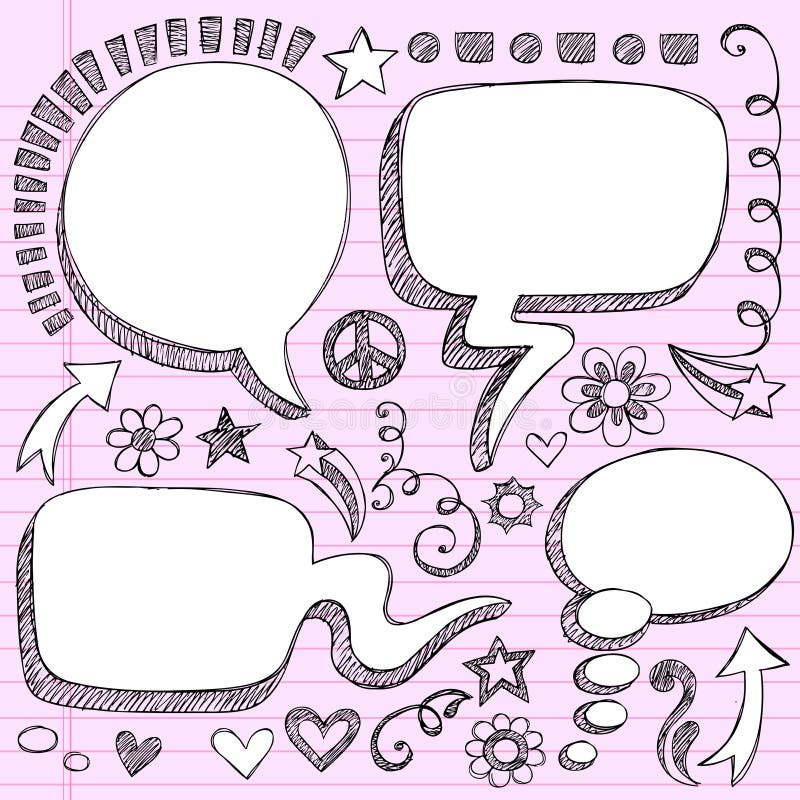 El discurso a mano 3D burbujea los Doodles incompletos libre illustration El discurso a mano 3D burbujea los Doodles incompletos libre illustration