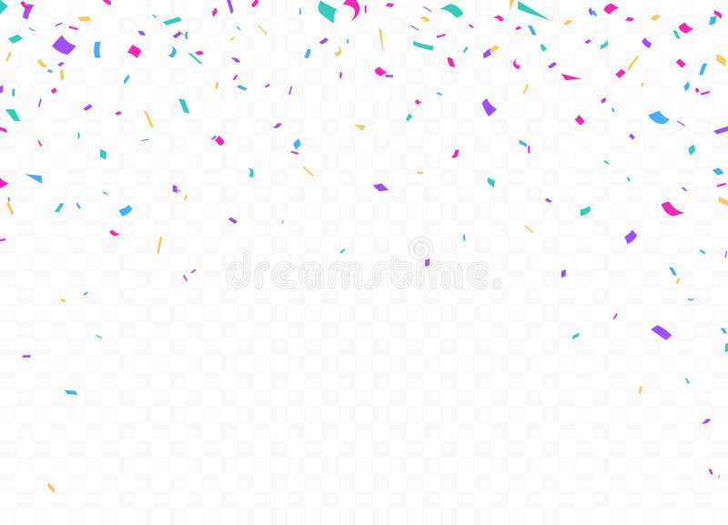 El diseño de las celebraciones del colorido Confetti en caída aislado en un fondo transparente ilustración del vector