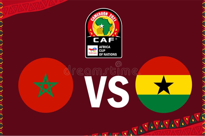 El diseño puede cameroon 2021 grupo de símbolos c morocco vs ghana stock de ilustración