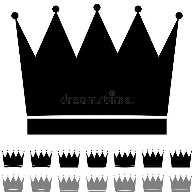 El diverso icono de las formas de la corona negra y gris ilustración del vector El diverso icono de las formas de la corona negra y gris ilustración del vector