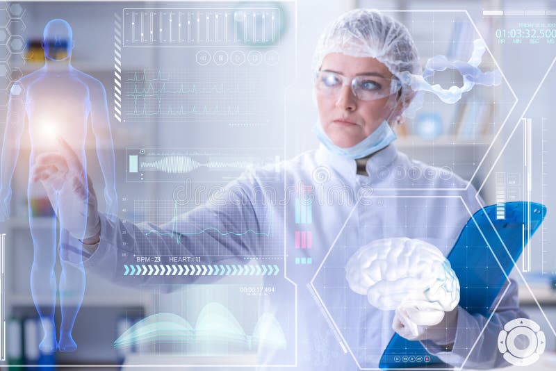 El doctor de la mujer en concepto del mhealth de la telemedicina ilustración del vector El doctor de la mujer en concepto del mhealth de la telemedicina ilustración del vector