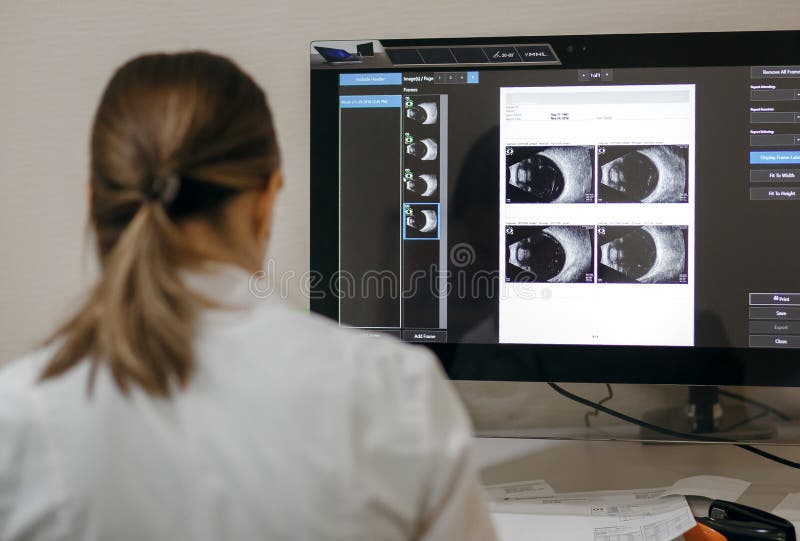 El doctor se sienta en el lugar de trabajo, trabajos de la mujer del científico en el ordenador imagenes de archivo El doctor se sienta en el lugar de trabajo, trabajos de la mujer del científico en el ordenador imagenes de archivo