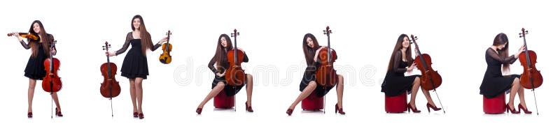 El ejecutante joven con el violín en blanco fotos de archivo libres de regalías El ejecutante joven con el violín en blanco fotos de archivo libres de regalías