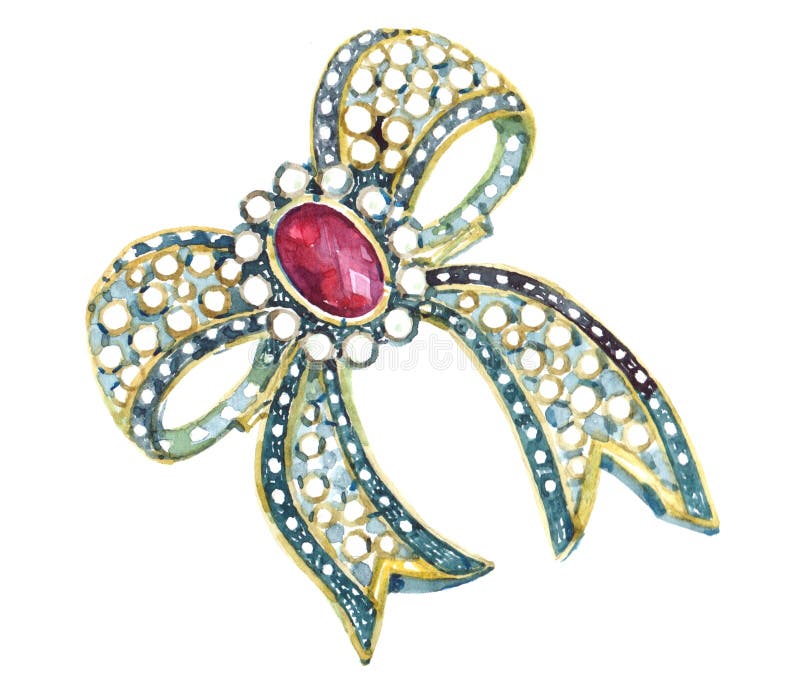 El ejemplo de la broche de la joyería de la acuarela aisló stock de ilustración El ejemplo de la broche de la joyería de la acuarela aisló stock de ilustración