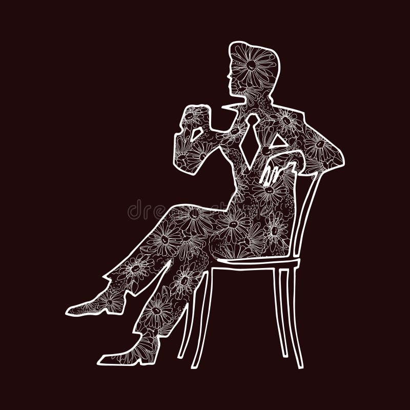 El ejemplo de un hombre bebe una bebida de una taza libre illustration El ejemplo de un hombre bebe una bebida de una taza libre illustration
