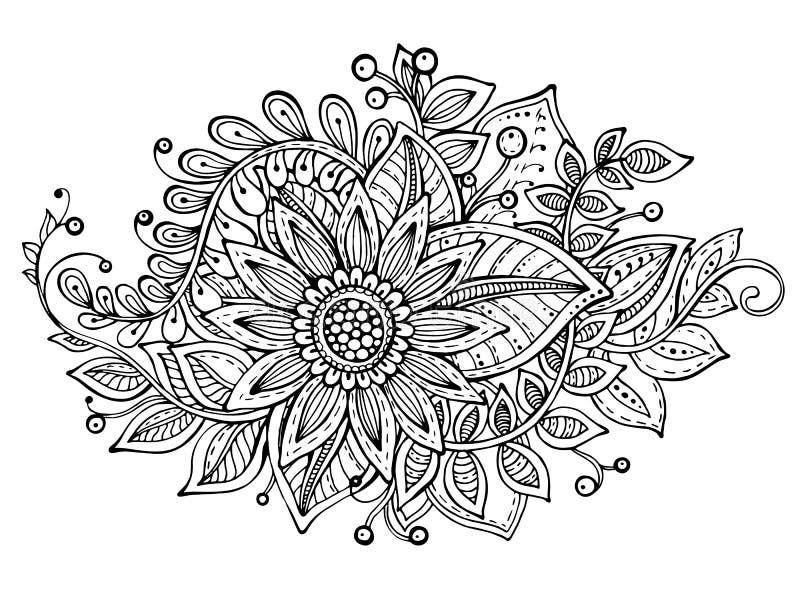 Libro Para Colorear Para Adultos Y Niños. Dibujos Animados Florales Vector  Doodle Diseños Ilustración del Vector - Ilustración de muchacha, hermoso:  211066829
