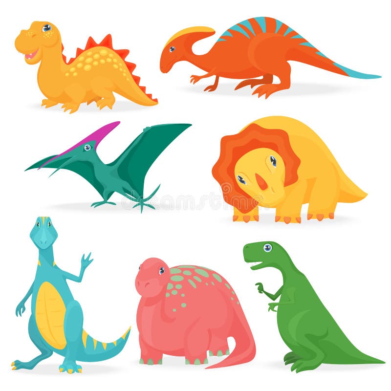 El ejemplo del vector del sistema de dinosaurios brillantes adorables Colección linda de Dino de la historieta libre illustration El ejemplo del vector del sistema de dinosaurios brillantes adorables Colección linda de Dino de la historieta libre illustration
