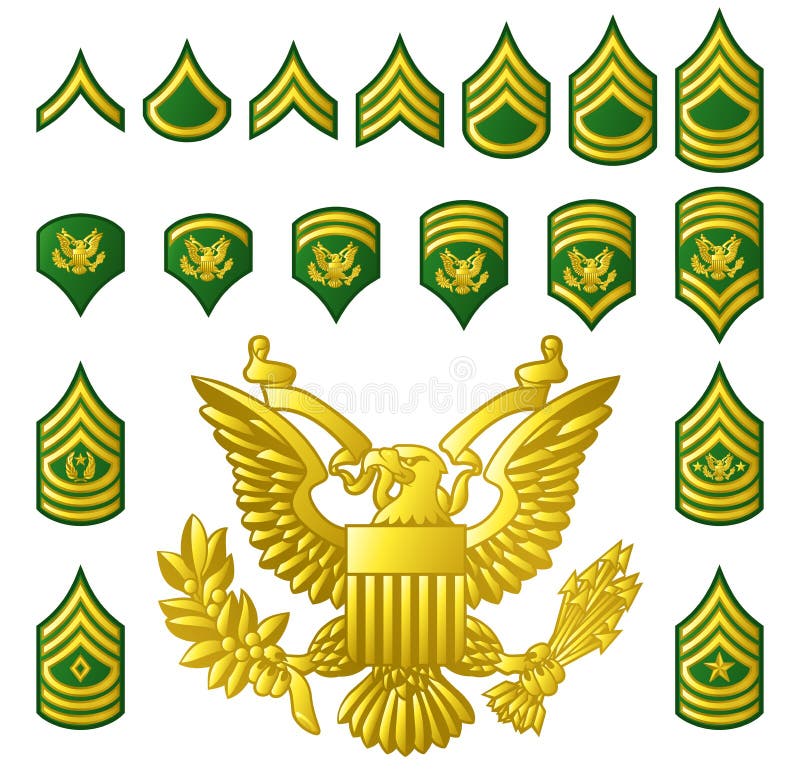 El ejército militar alistó insignias de las filas ilustración del vector El ejército militar alistó insignias de las filas ilustración del vector
