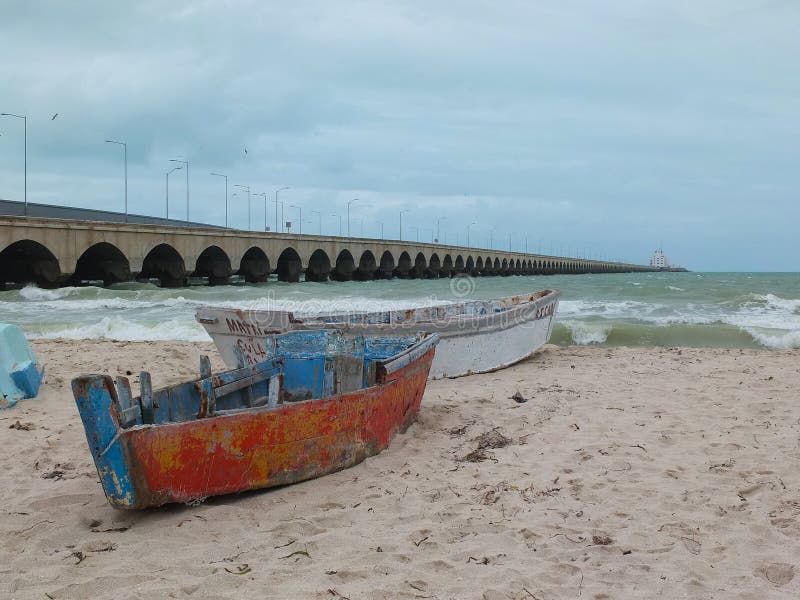 Barco En La Playa Progreso Yucatán México Fotos de stock Fotos libres