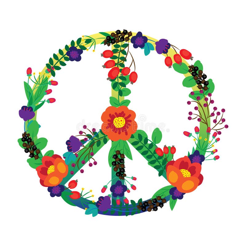 El emblema del hippie florece en un blanco libre illustration El emblema del hippie florece en un blanco libre illustration