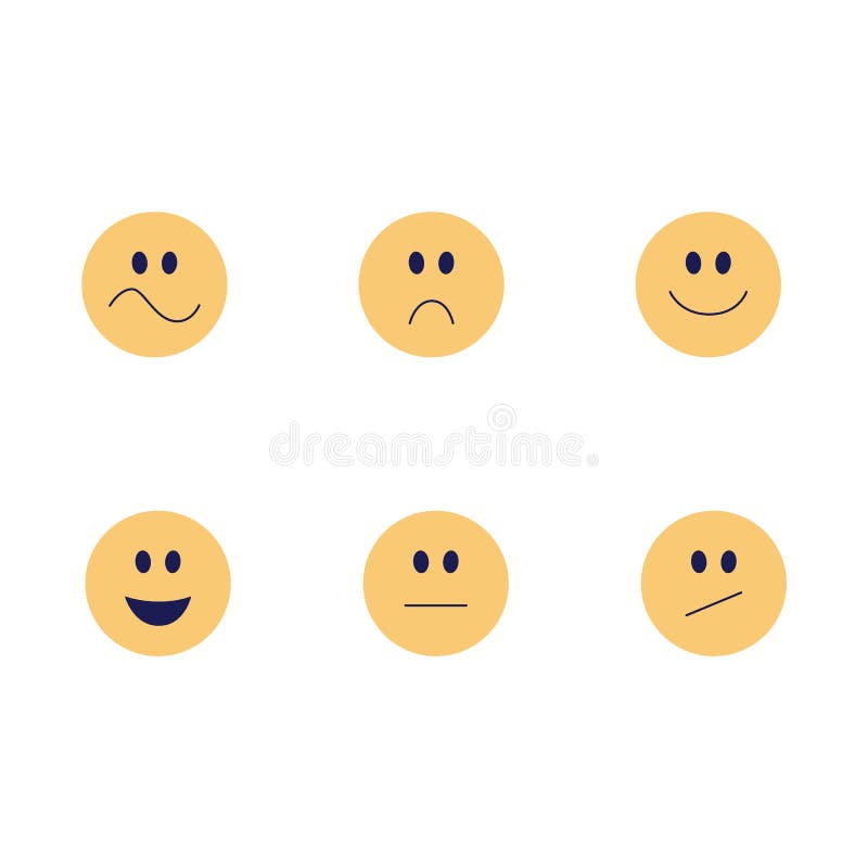 El emoji divertido del vector sonríe icono plano fijado ilustración del vector El emoji divertido del vector sonríe icono plano fijado ilustración del vector